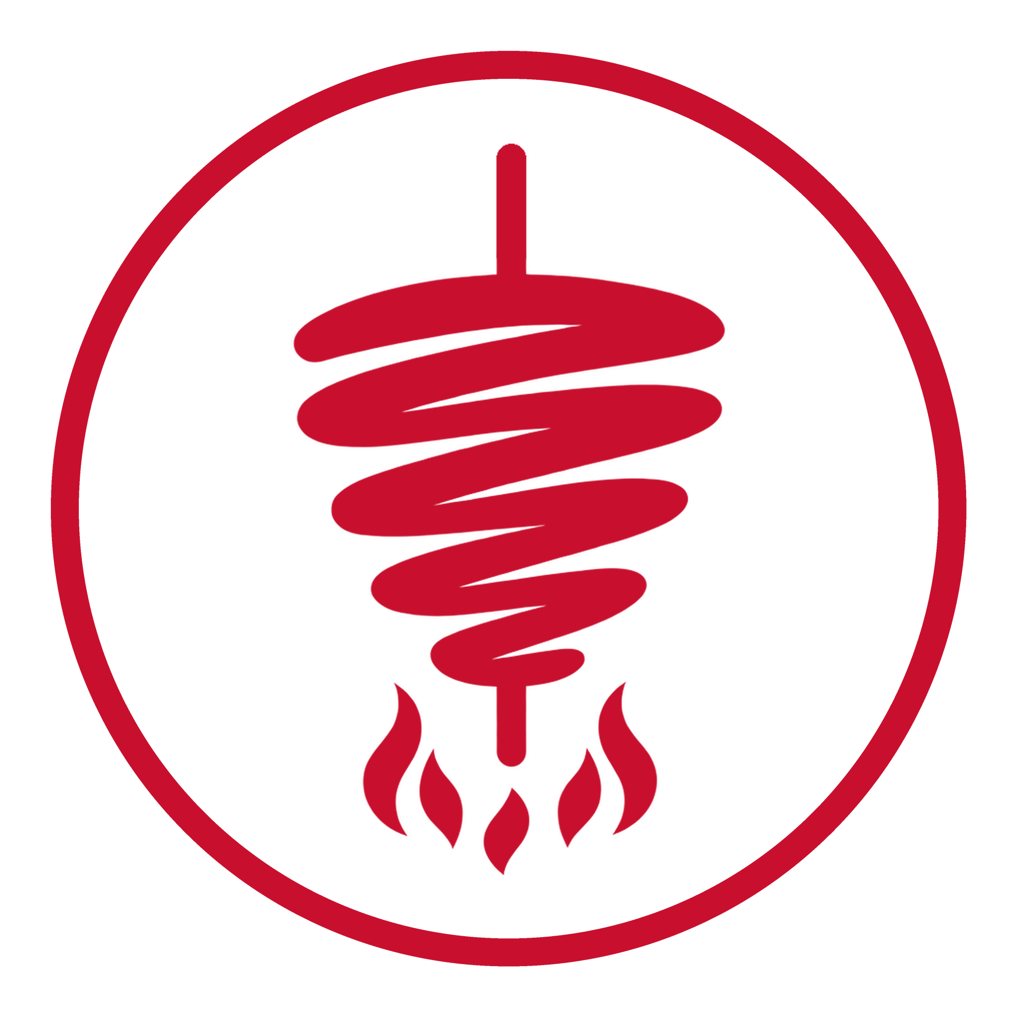 Logotipo de Tacos El Regio: trompo de tacos al pastor dentro de un círculo rojo